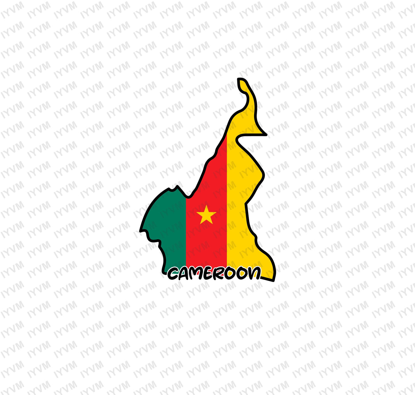 Cameroon Map Iron On Heat Transfer Vinyl HTV / Republic of Cameroon / Yaoundé / Paix – Travail – Patrie / Cameroonian