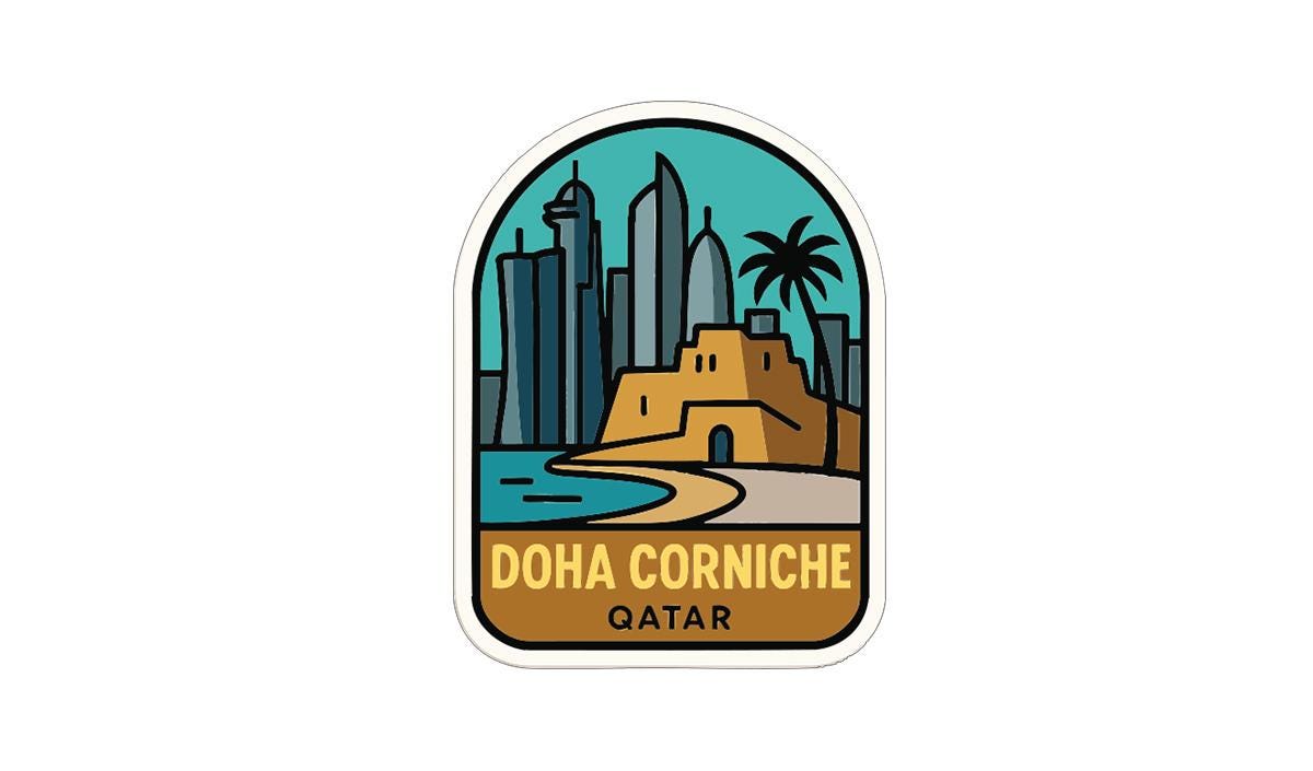 Doha Corniche Qatar Iron On Heat Transfer Vinyl HTV Die-Cut Symbolic Landmark