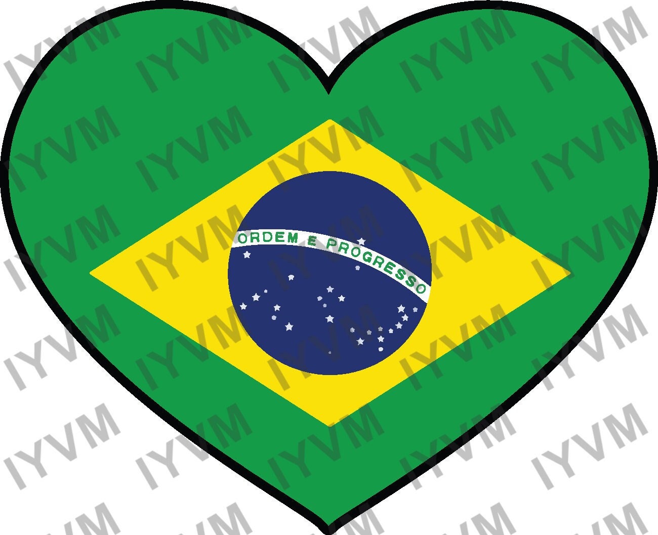 Brazil Flag Heart Sticker Decal / Brasília / Federative Republic of Brazil / Brazilian / Brasil / Ordem e Progresso