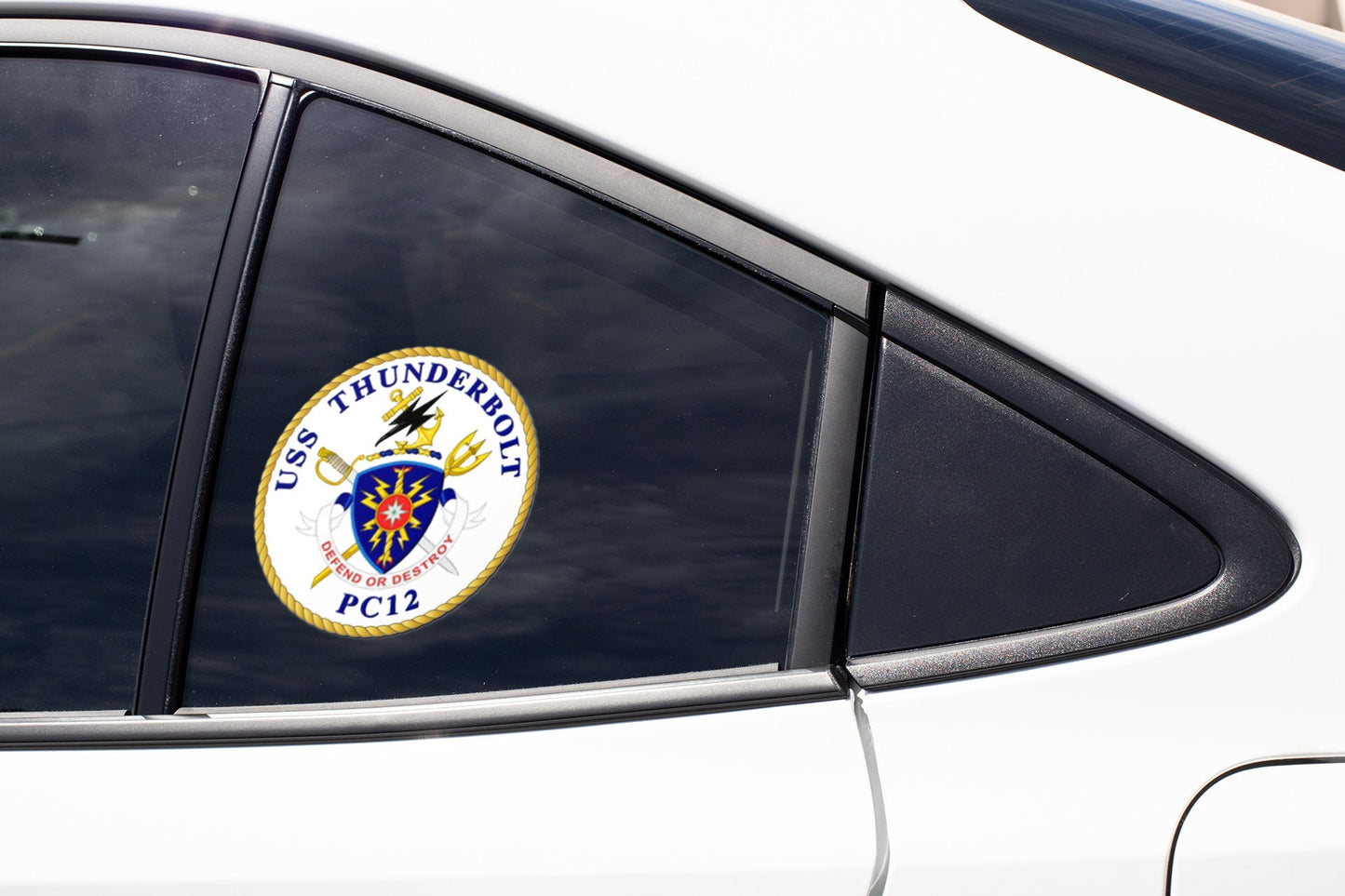 USS Thunderbolt PC-12 Badge Sticker Decal Cyclone Class Patrol boat Car Sticker Bumper Sticker for Car Emblem