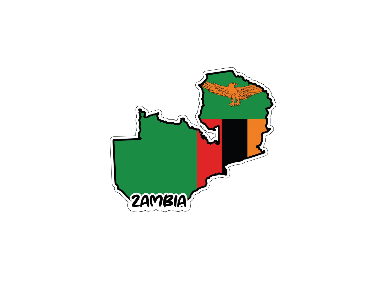 Zambia Map Flag Sticker Decal