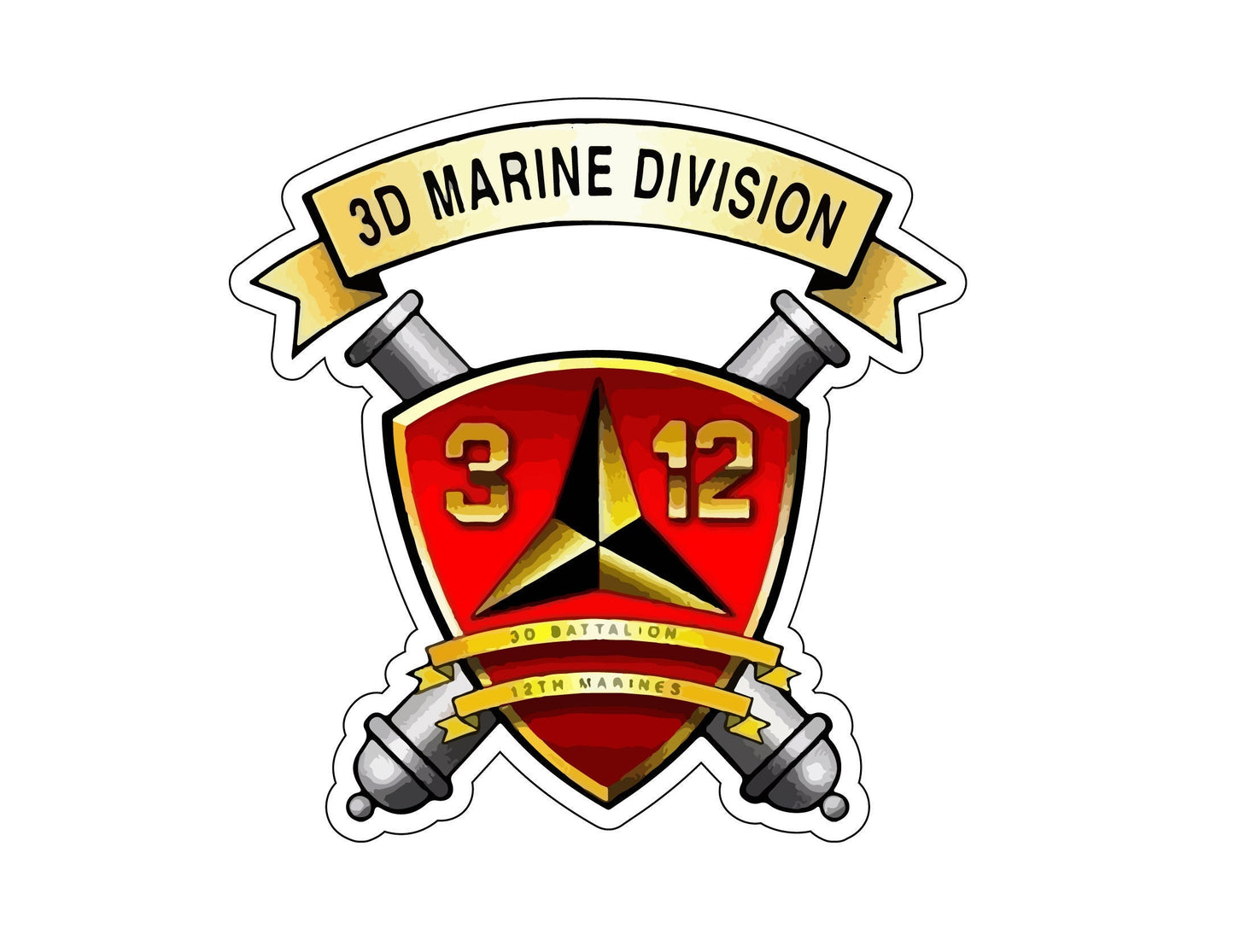 US Marine Corps Badge Sticker Decal 3rd Battalion 12th Marines Warriors of the Pacific Car Sticker Bumper Sticker for Car Emblem