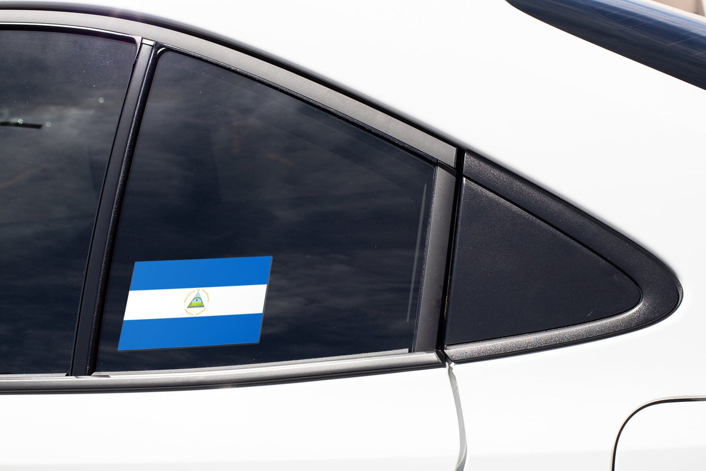 Nicaragua Flag Sticker Decal / Republic of Nicaragua / República de Nicaragua / En Dios confiamos / Managua /