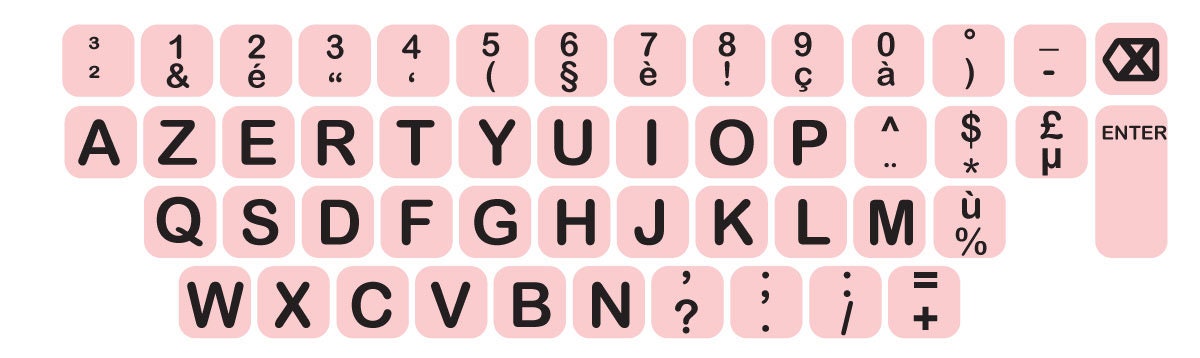 AZERTY BIG Keyboard Key Print Sticker Vinyl Sticker Decal