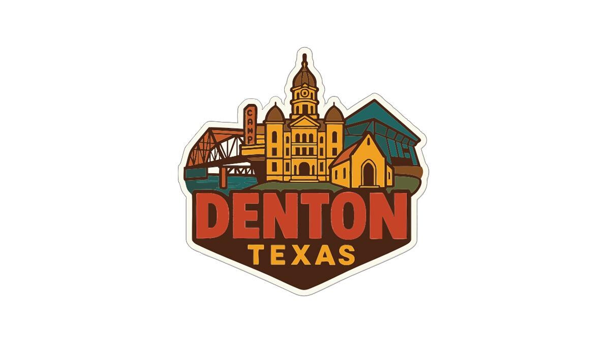 a stylized logo for the city of Denton, Texas.