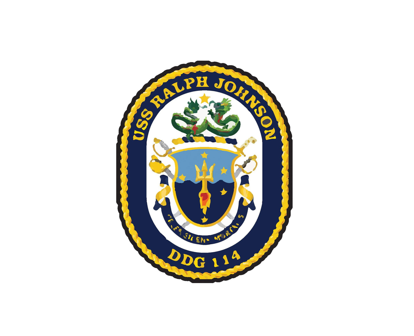 USS Ralph Johnson DDG-114 Badge Sticker Decal Arleigh Burke Class Destroyer Car Sticker Bumper Sticker for Car Emblem