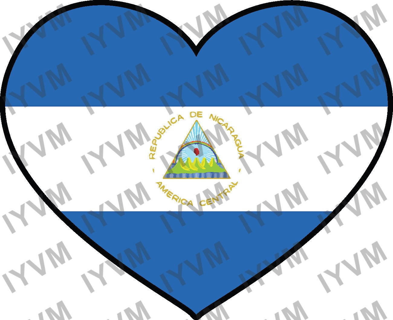 Nicaragua Flag Heart Sticker Decal / Republic of Nicaragua / República de Nicaragua / En Dios confiamos / Managua /