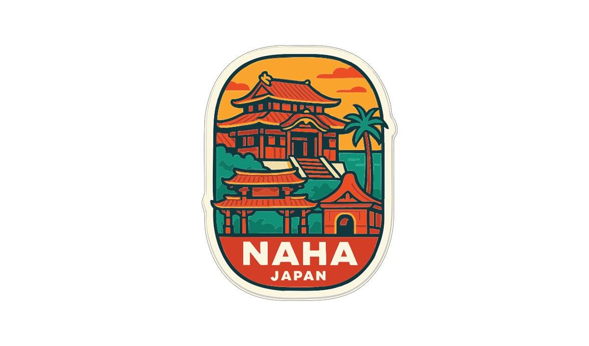 A sticker or label featuring a stylized illustration of a traditional Japanese temple or pagoda, with the text "NADA JAPAN" prominently displayed.
