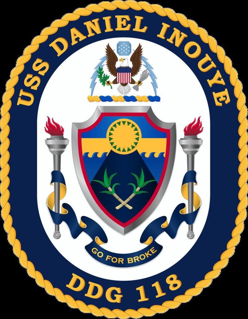 USS Daniel Inouye DDG-118 Badge Iron On Heat Transfer Vinyl HTV Arleigh Burke Class Destroyer