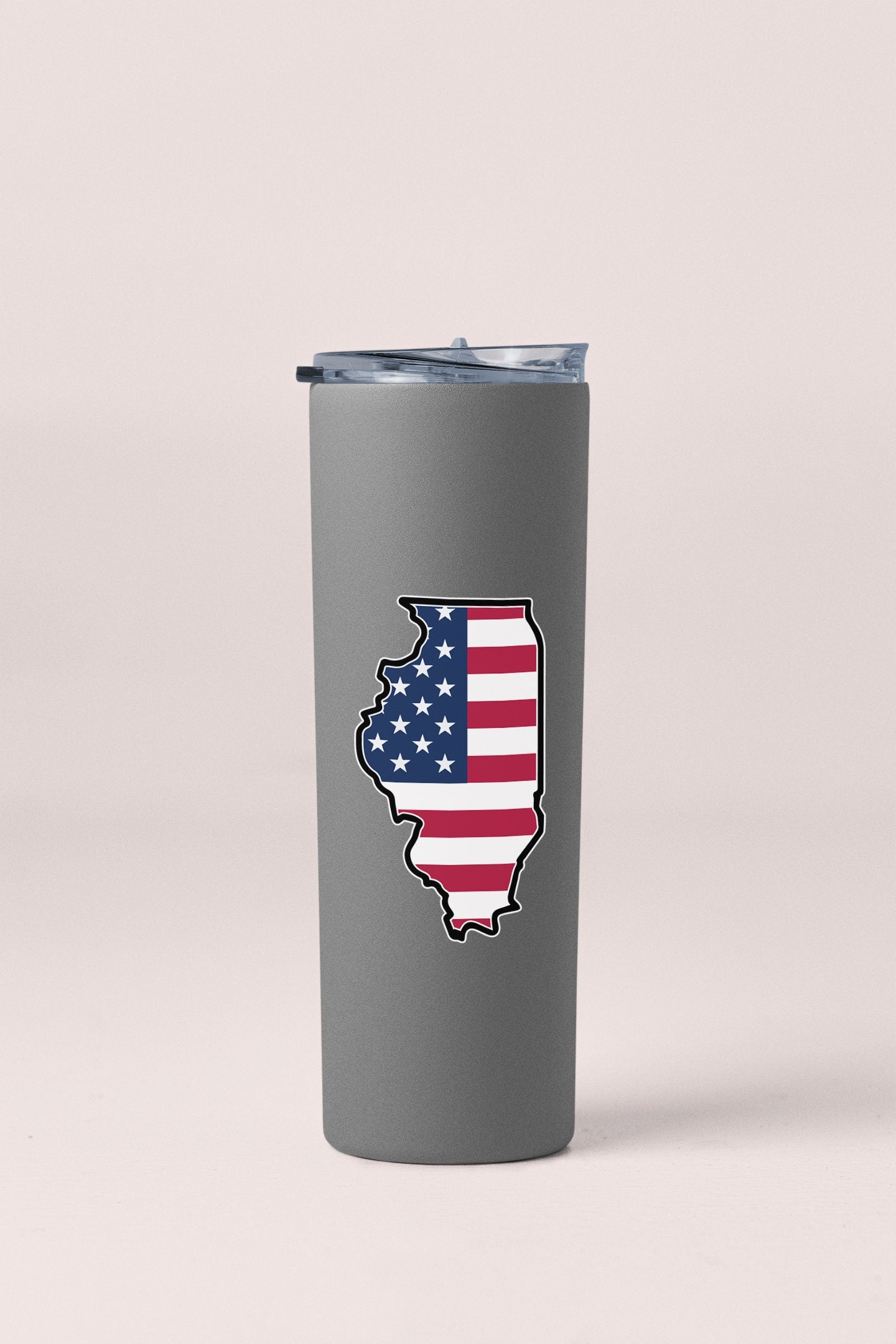 a stainless steel tumbler with a picture of the state of indiana on it