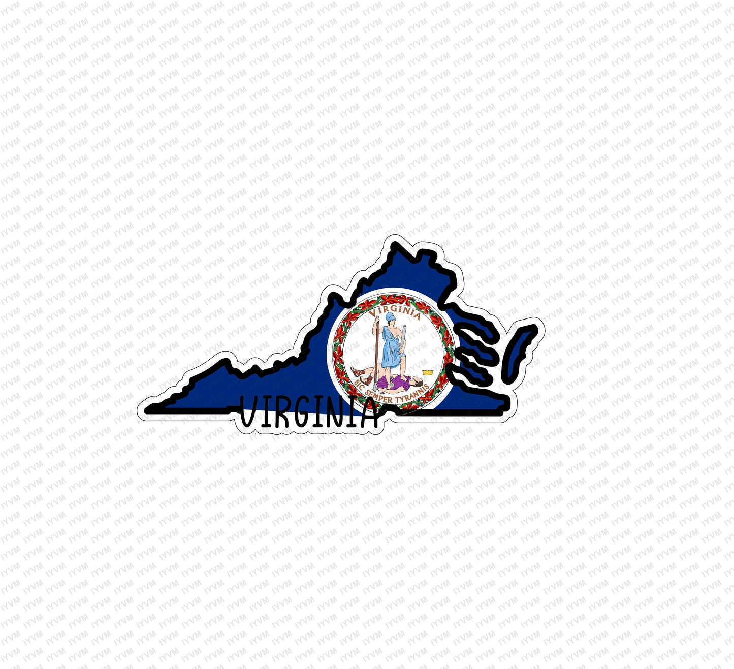 State of Virginia Map Flag Sticker Decal  USA Virginia State  Richmond  The Old Dominion State  Mother of Presidents  Mother of States /