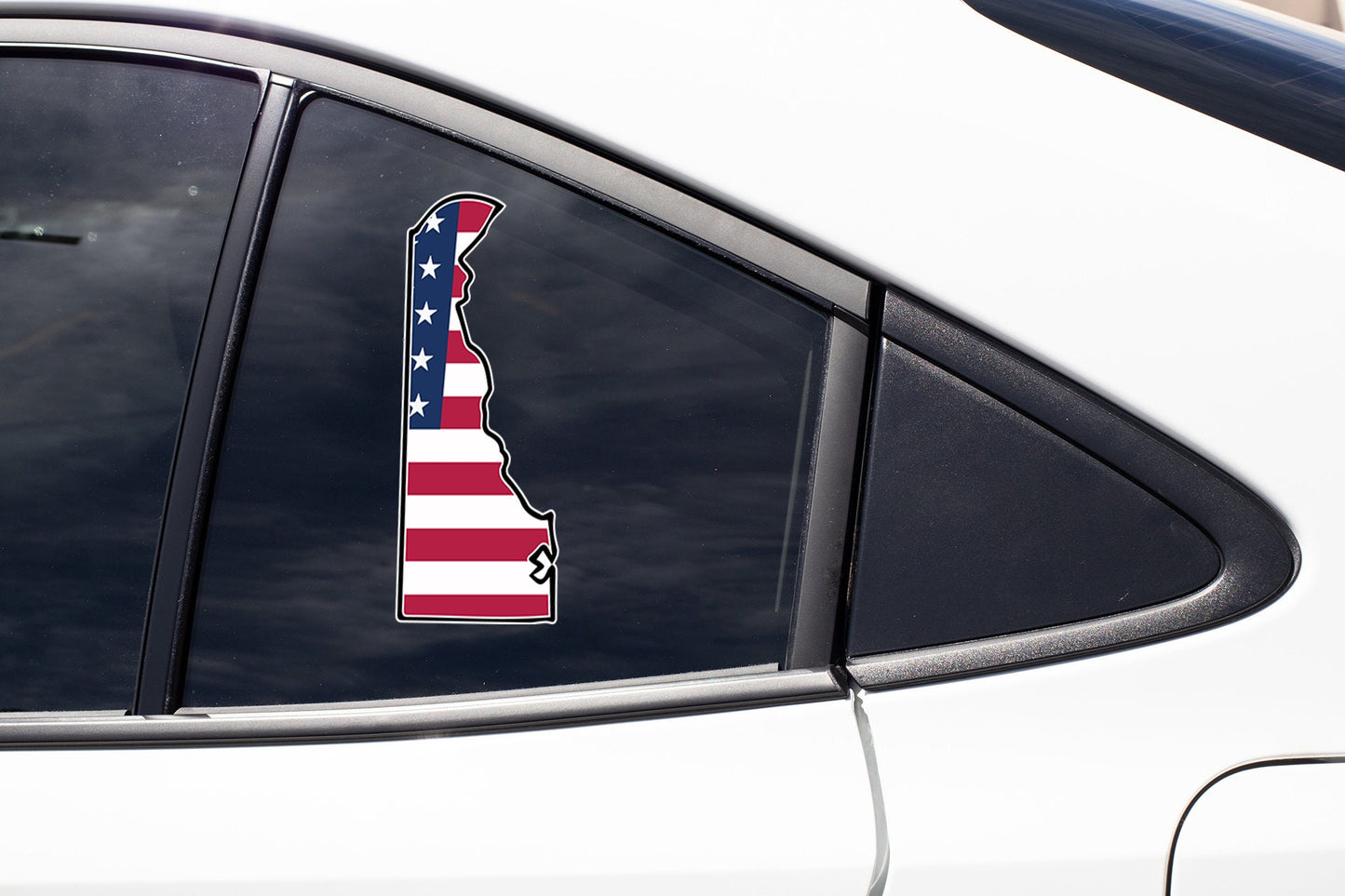 an american flag sticker on the side of a car