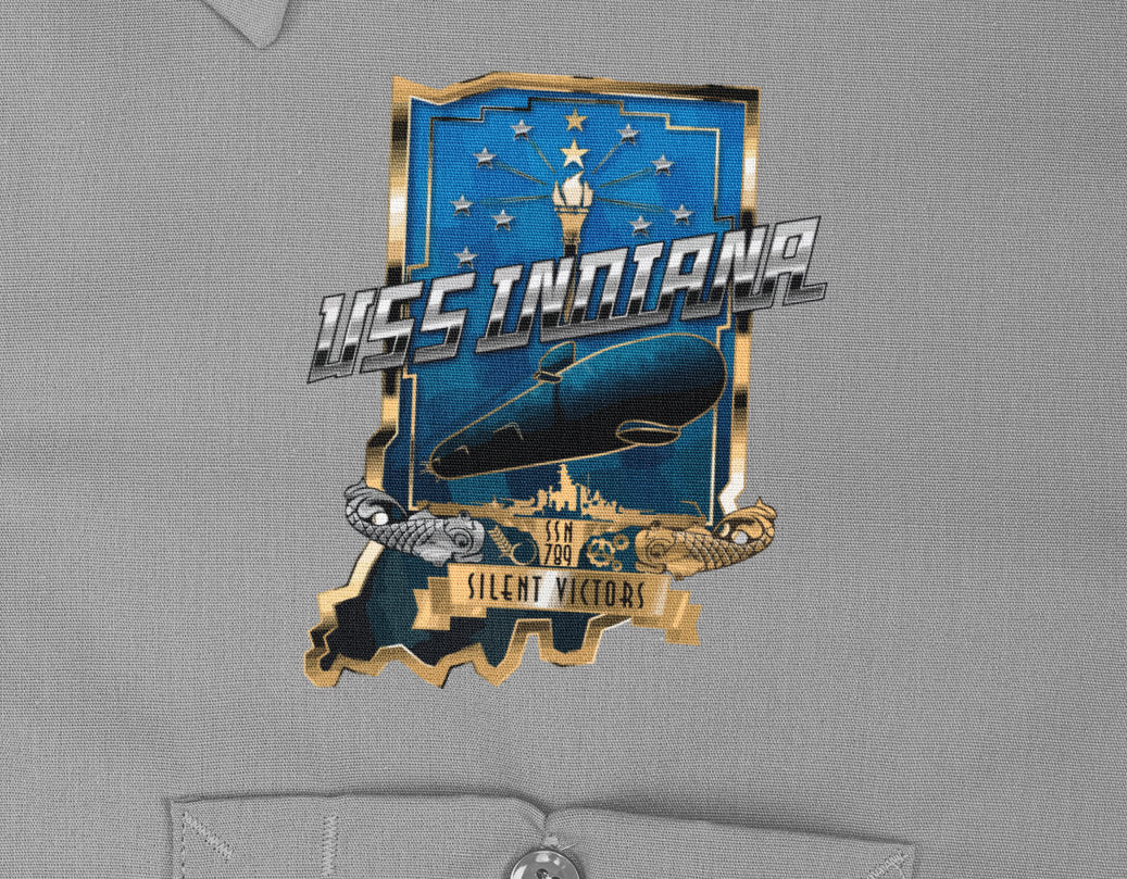 USS Indiana SSN-789 Badge Iron On Heat Transfer Vinyl HTV Virginia Class Attack submarine