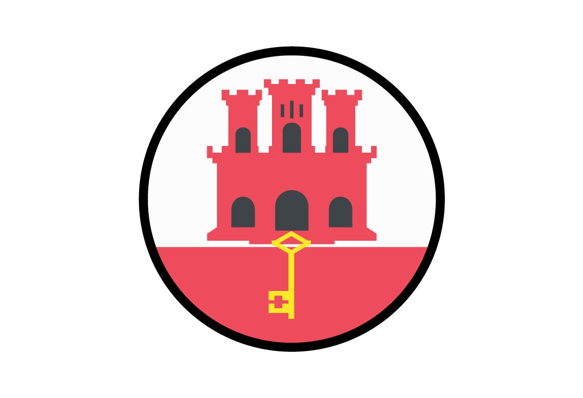Gibraltar Flag Circle Sticker Decal