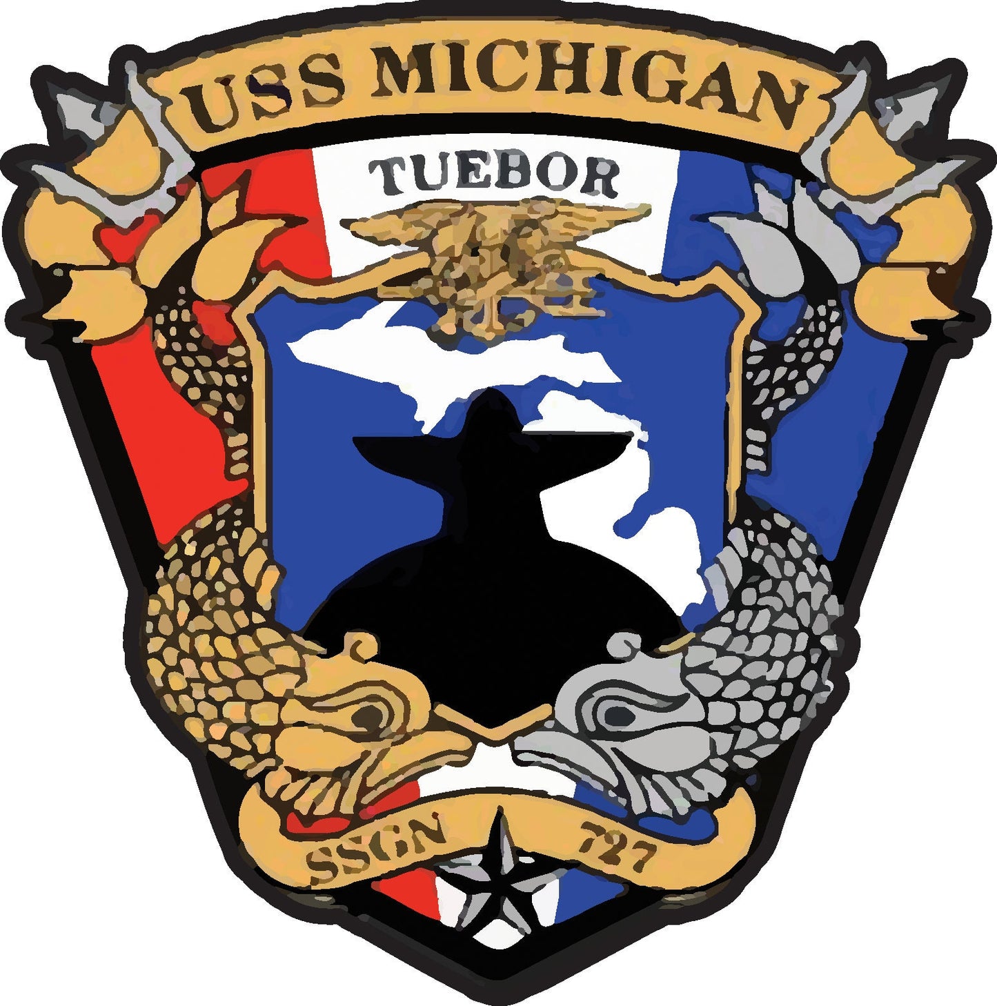 USS Michigan SSGN-727 Badge Iron On Heat Transfer Vinyl HTV Ohio Class Guided Missile Submarine