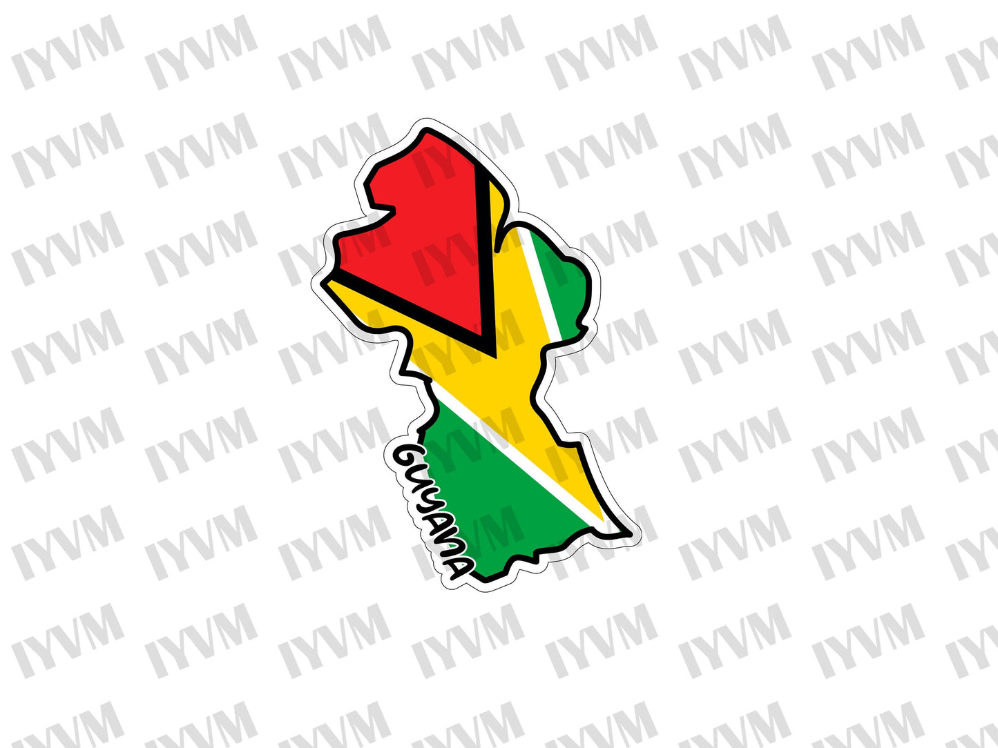 Guyana Map Flag Sticker Decal / Co‑operative Republic of Guyana / One People, One Nation, One Destiny / Georgetown / Guyanese