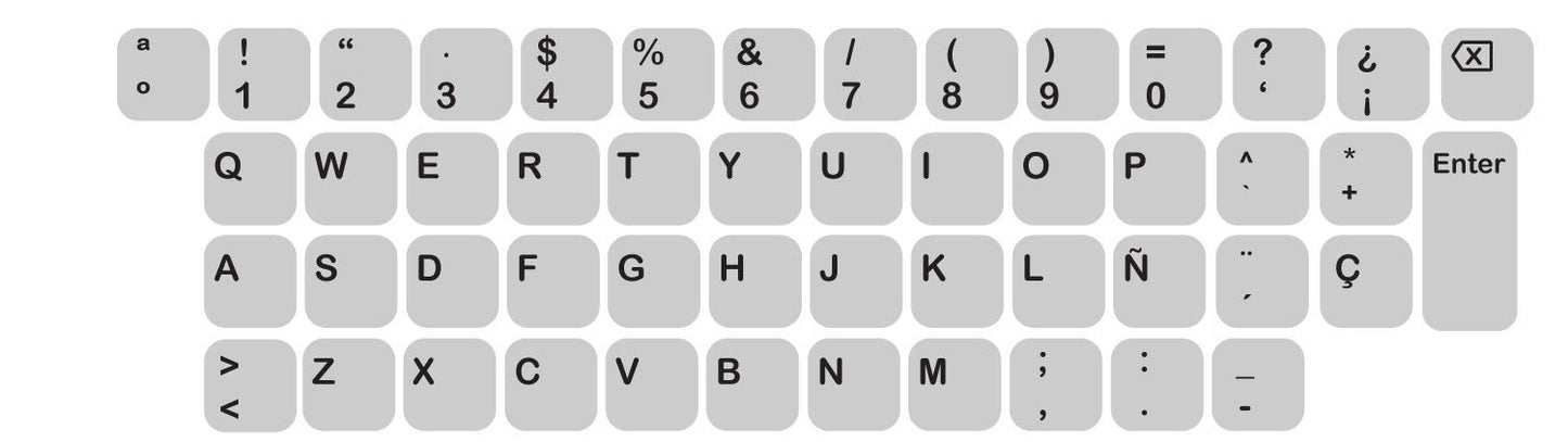 Spanish QWERTY Keyboard Sticker in Several Color Vinyl Sticker Decal