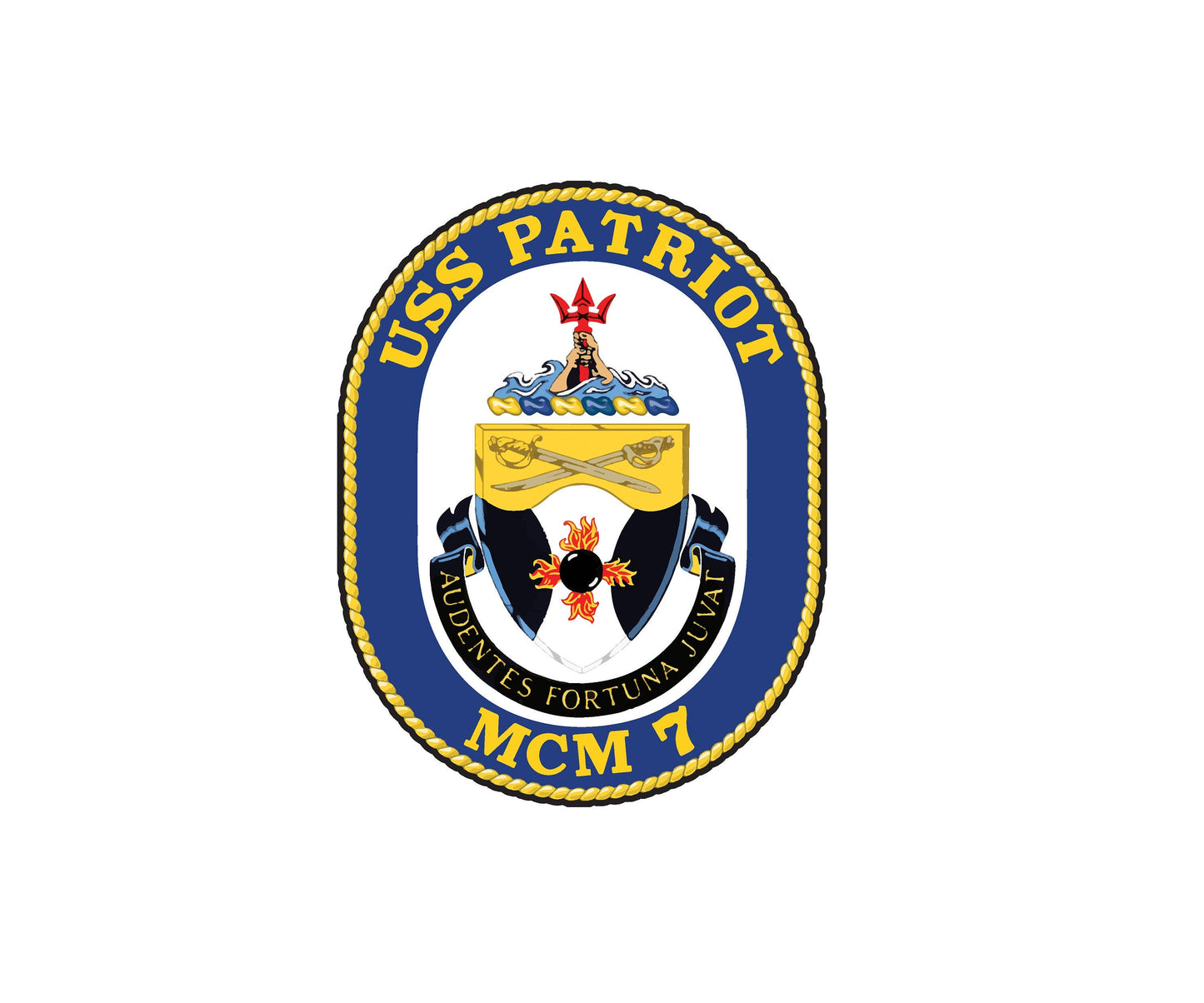 USS Patriot MCM-7 Badge Sticker Decal Avenger Class Mine Countermeasures Ship Car Sticker Bumper Sticker for Car Emblem