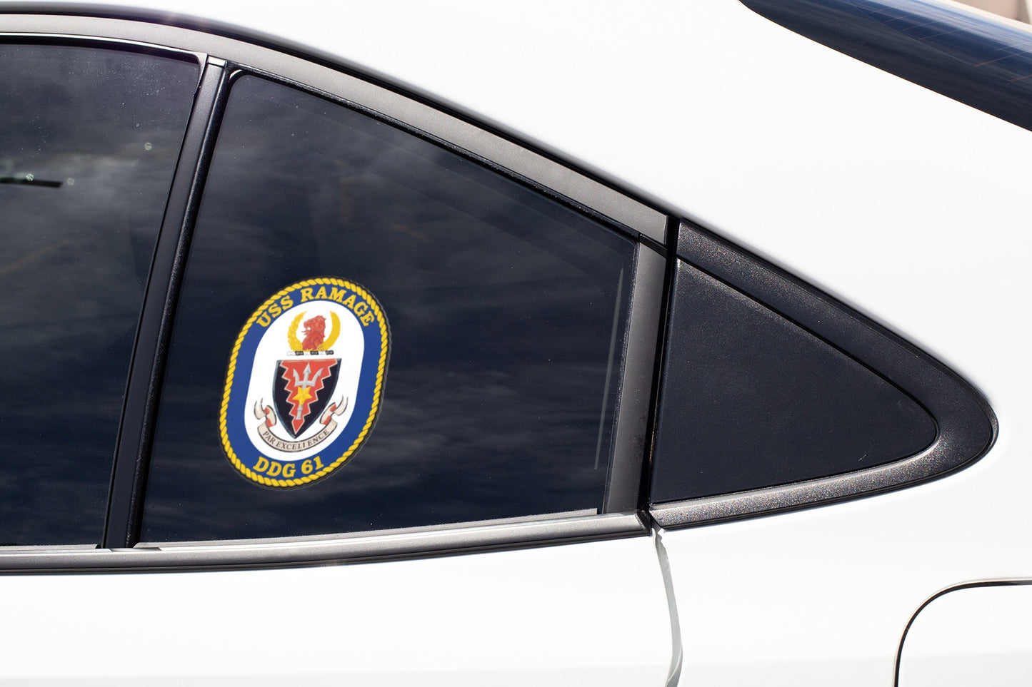 USS Ramage DDG-61 Badge Sticker Decal Arleigh Burke Class Destroyer Car Sticker Bumper Sticker for Car Emblem
