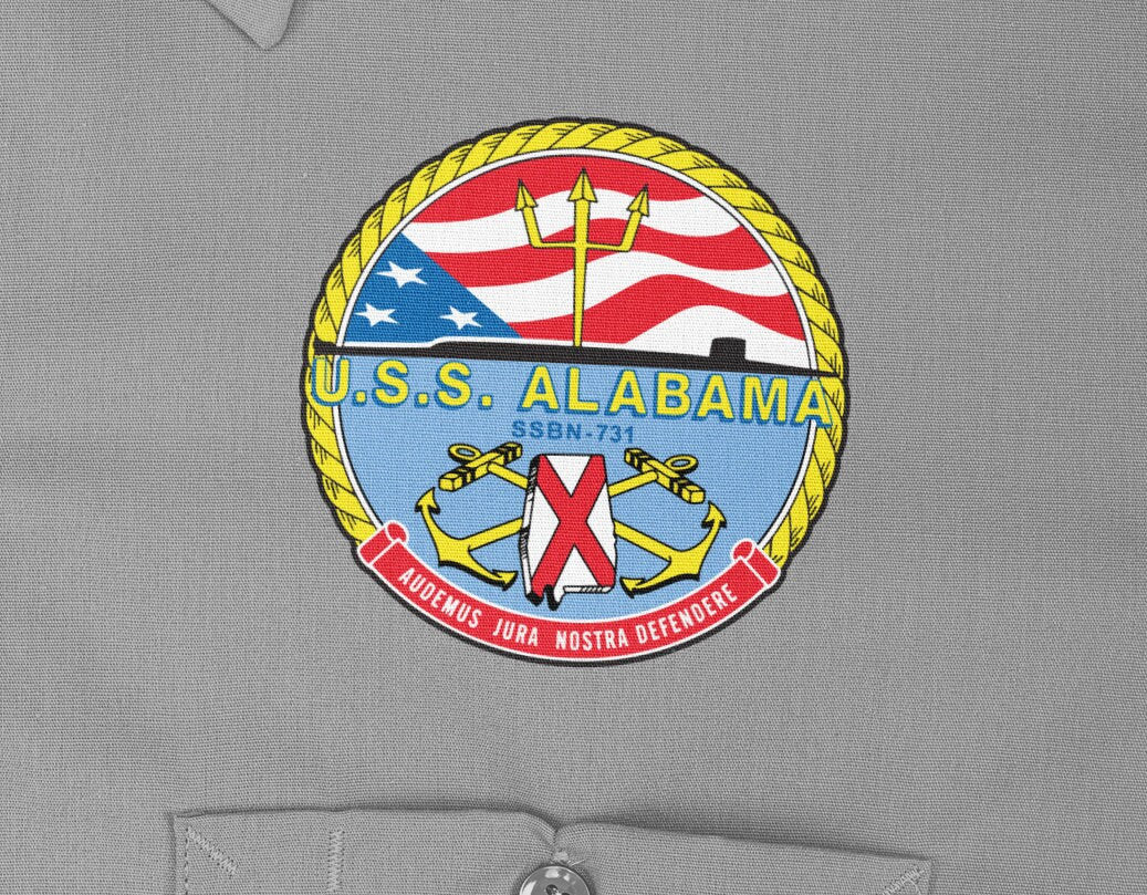 USS Alabama SSBN-731 Badge Iron On Heat Transfer Vinyl HTV Ohio Class Ballistic Missile Submarine