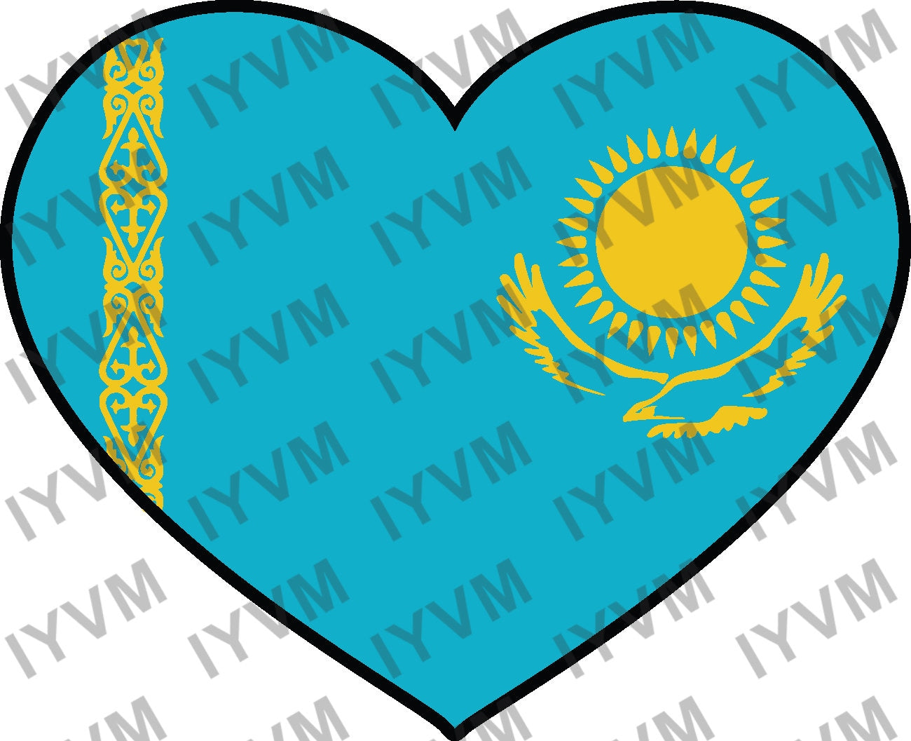 Kazakhstan Flag Heart Sticker Decal / Republic of Kazakhstan / Қазақстан Республикасы / Nur-Sultan / Kazakh / Kazakhstani