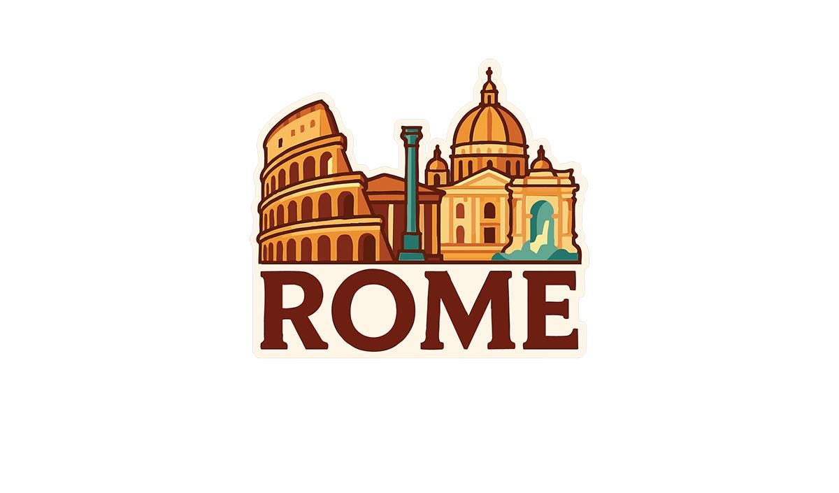 a picture of rome with the word rome on it