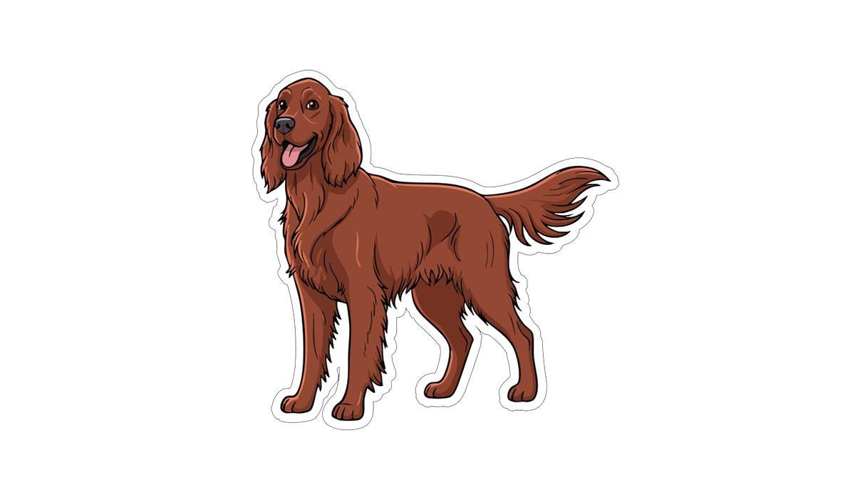 A brown dog with a happy expression is depicted in the image.