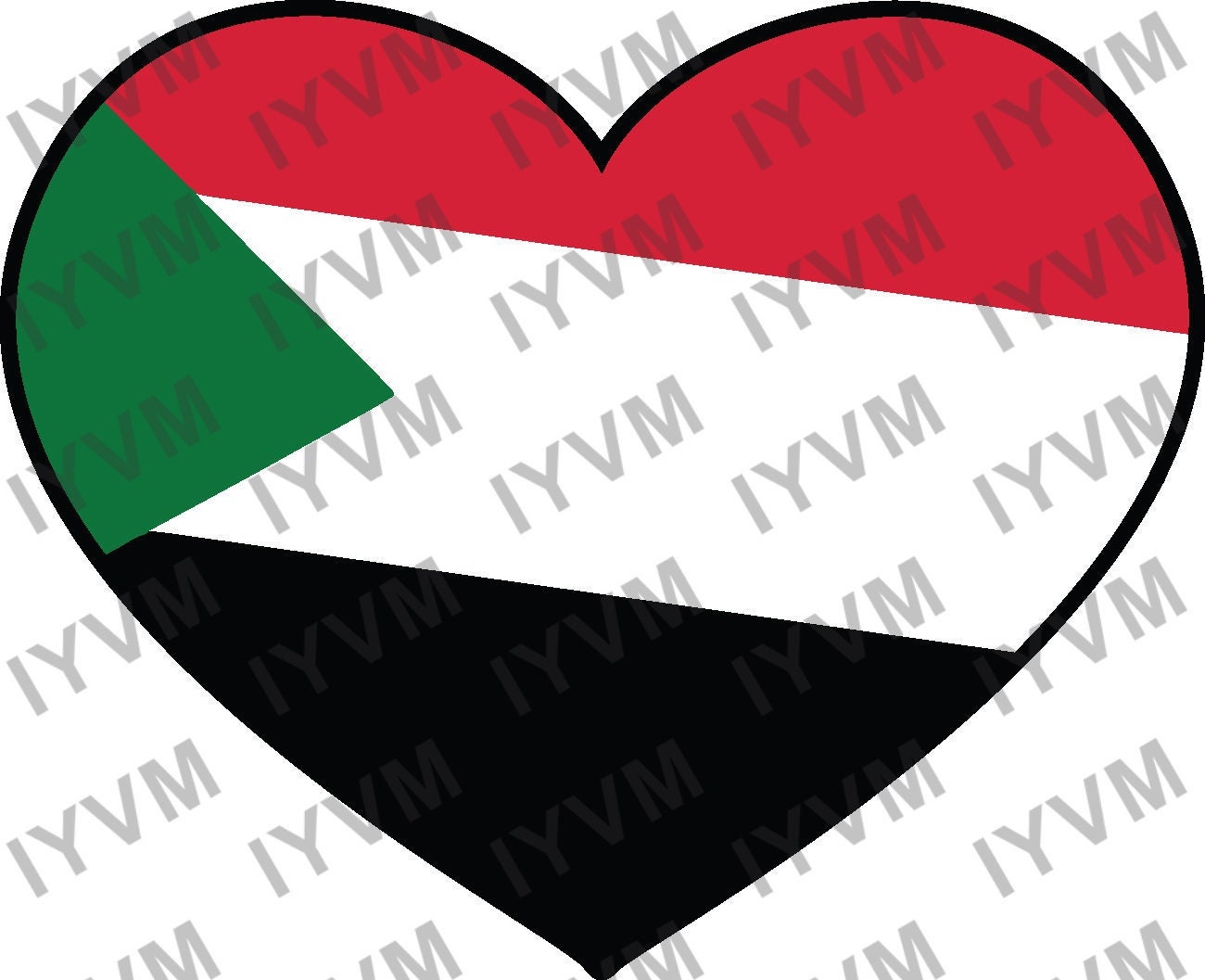 Sudan Flag Heart Sticker Decal / Republic of the Sudan / North Sudan / Khartoum / Omdurman / Sudanese