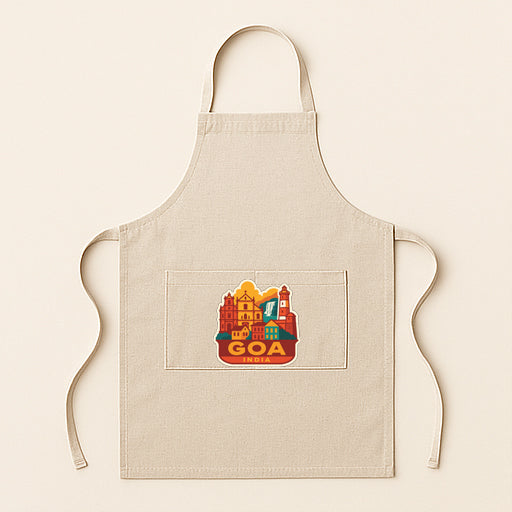 A beige apricot with a graphic of Goa printed on it.