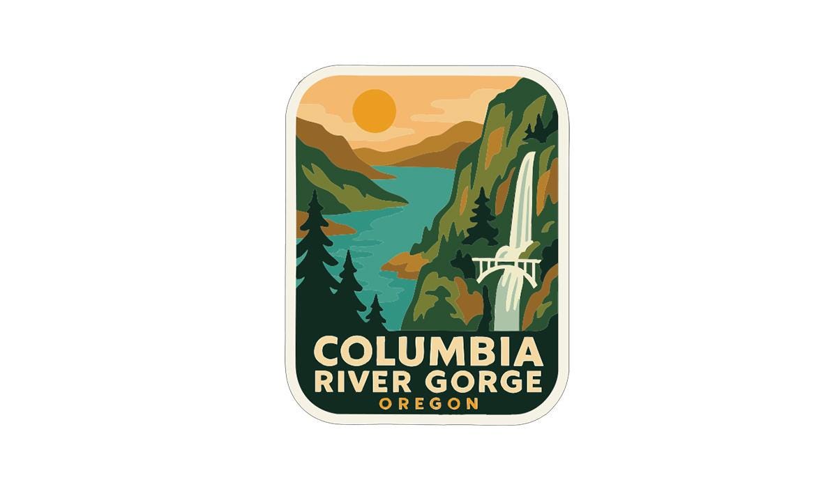 Columbia River Gorge Oregon Iron On Heat Transfer Vinyl HTV Die-Cut Symbolic