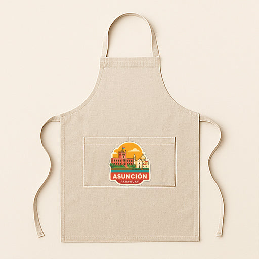 A beige apricot with a graphic design on the front pocket, featuring a cityscape and the text "ASUNCION DE MEXICO".