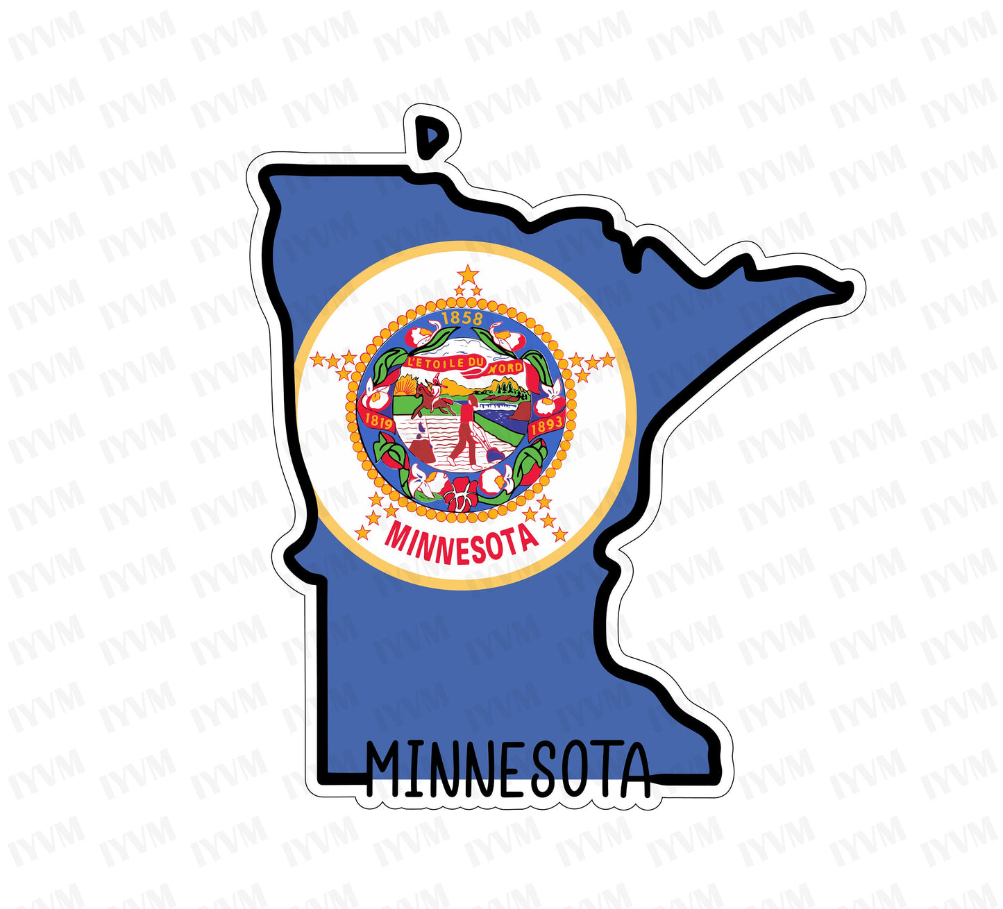 State of Minnesota Map Flag Sticker Decal  USA Minnesota State  St. Paul  The North Star State  Gopher State  Land of 10,000 Lakes 