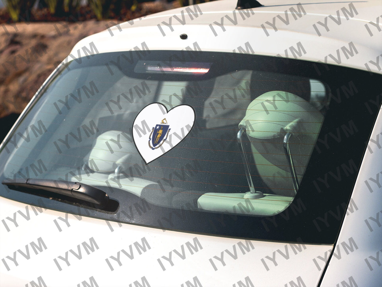 State of Massachusetts Flag Heart Sticker Decal  USA Massachusetts State  Boston  The Bay State  Baked Bean State  Codfish State /
