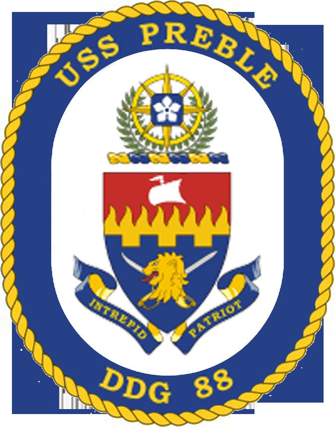 USS Preble DDG-88 Badge Iron On Heat Transfer Vinyl HTV Arleigh Burke Class Destroyer