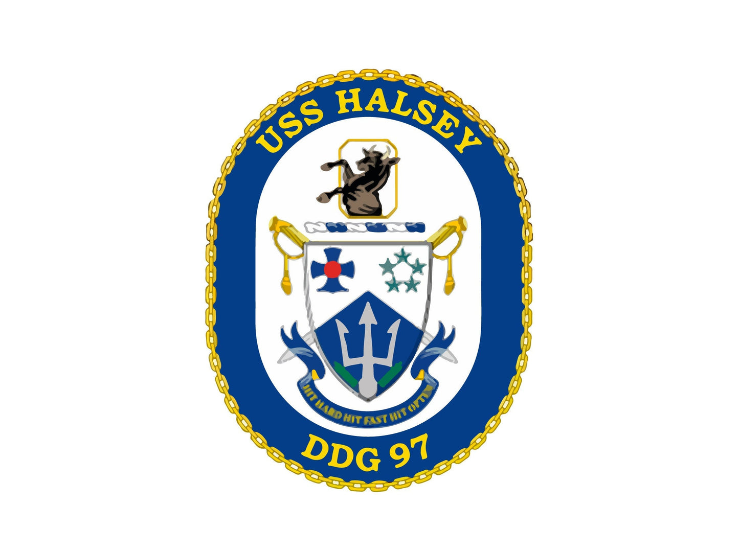 USS Halsey DDG-97 Badge Sticker Decal Arleigh Burke Class Destroyer Car Sticker Bumper Sticker for Car Emblem