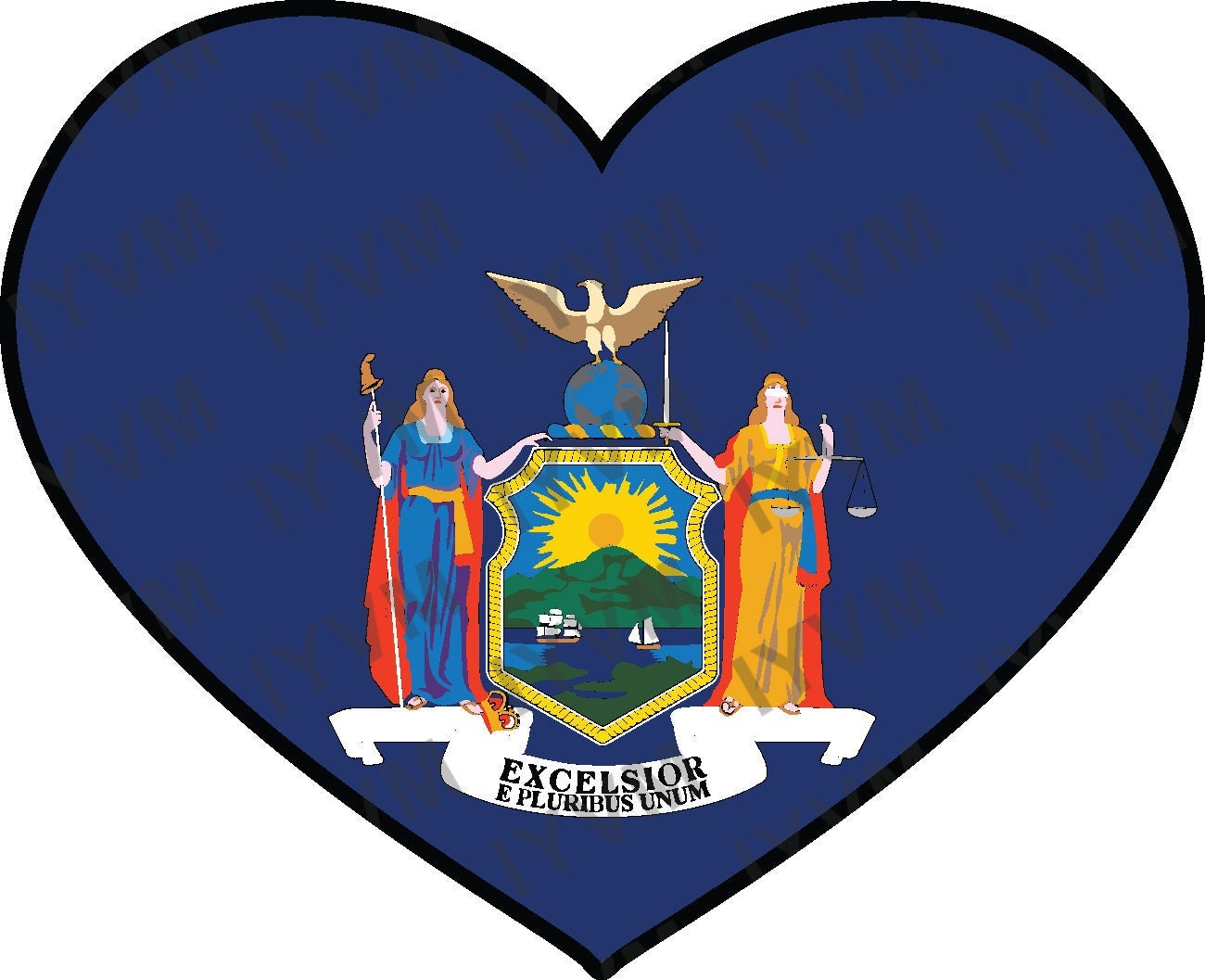 State of New York Flag Heart Sticker Decal  USA New York State  Albany  The Empire State  Excelsior State  Evil Empire