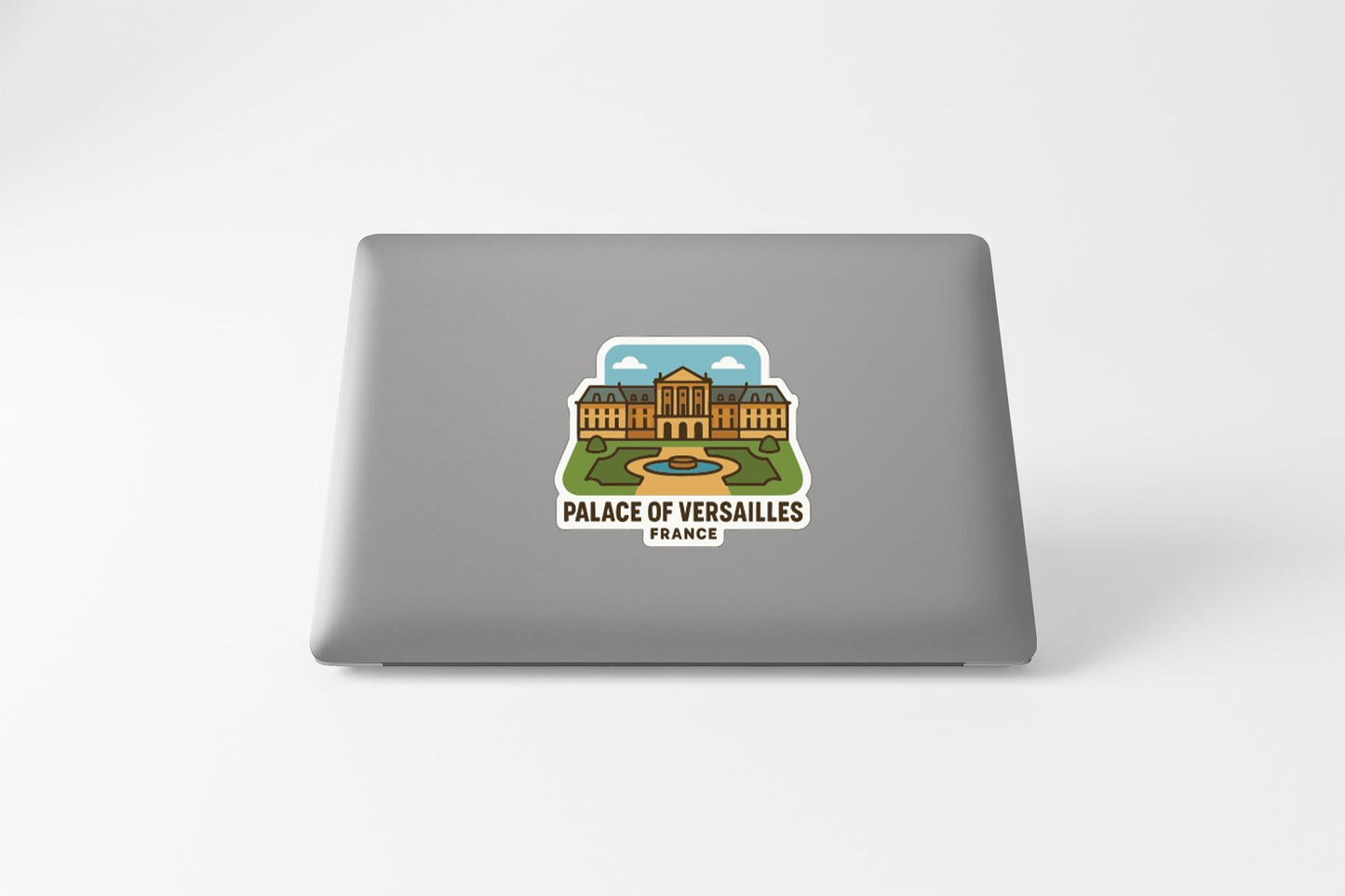 a sticker or decal of the Palace of Versailles in France, which is a famous landmark known for its historical and architectural significance.