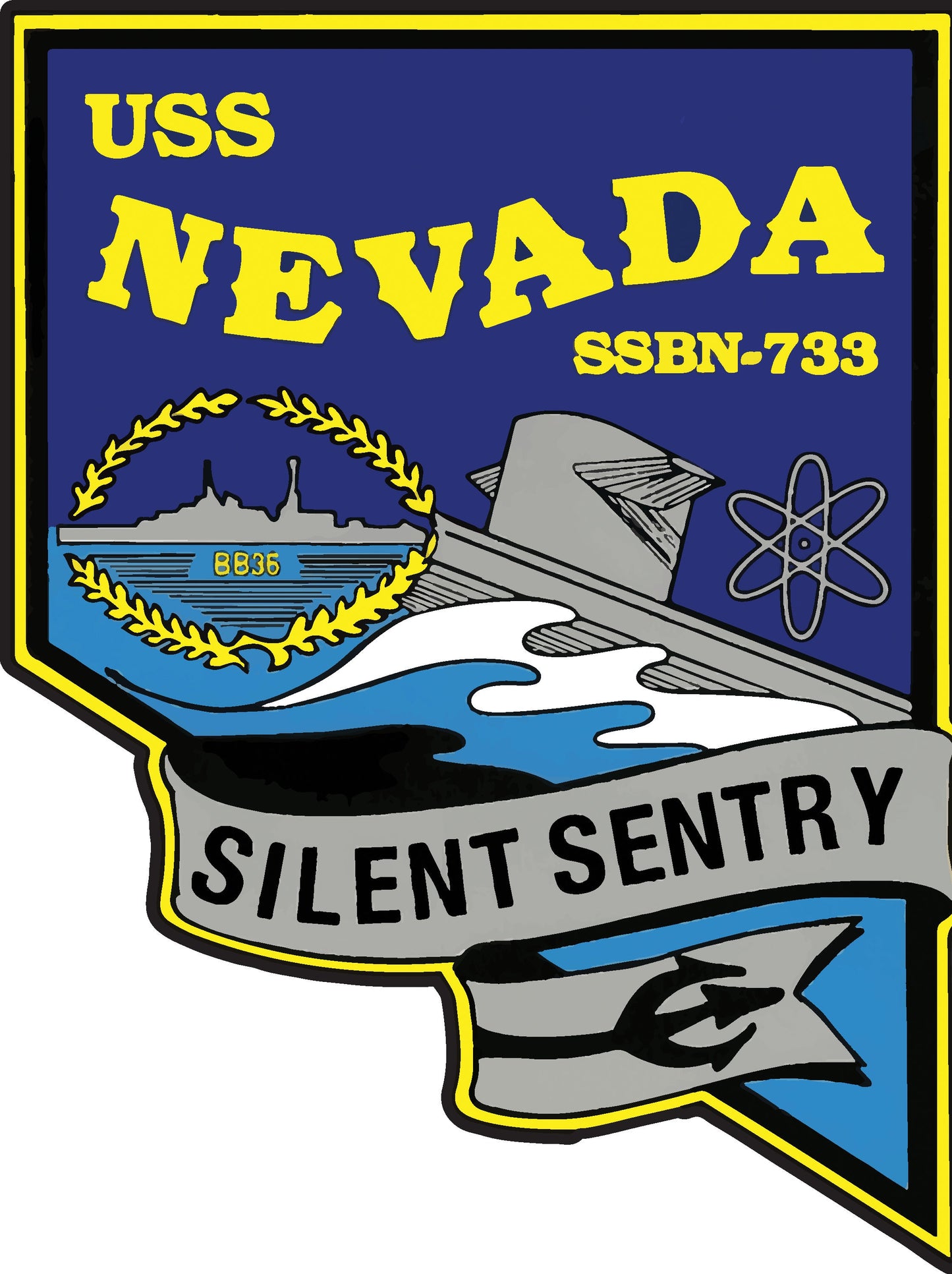 USS Nevada SSBN-733 Badge Iron On Heat Transfer Vinyl HTV Ohio Class Ballistic Missile Submarine