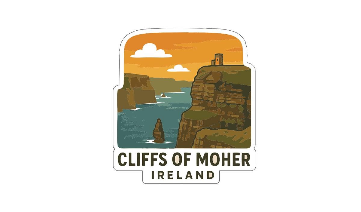 Cliffs of Moher Ireland Iron On Heat Transfer Vinyl HTV Die-Cut Symbolic