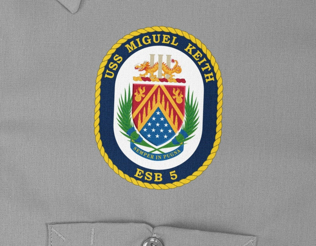 USS Miguel Keith ESB-5 Badge Iron On Heat Transfer Vinyl HTV Lewis B. Puller Class Expeditionary mobile base