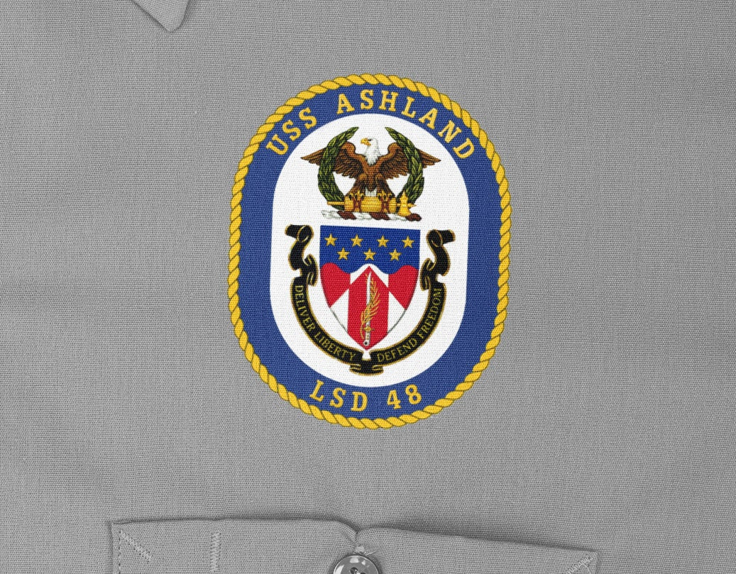 USS Ashland LSD-48 Badge Iron On Heat Transfer Vinyl HTV Whidbey Island Class Dock landing ship