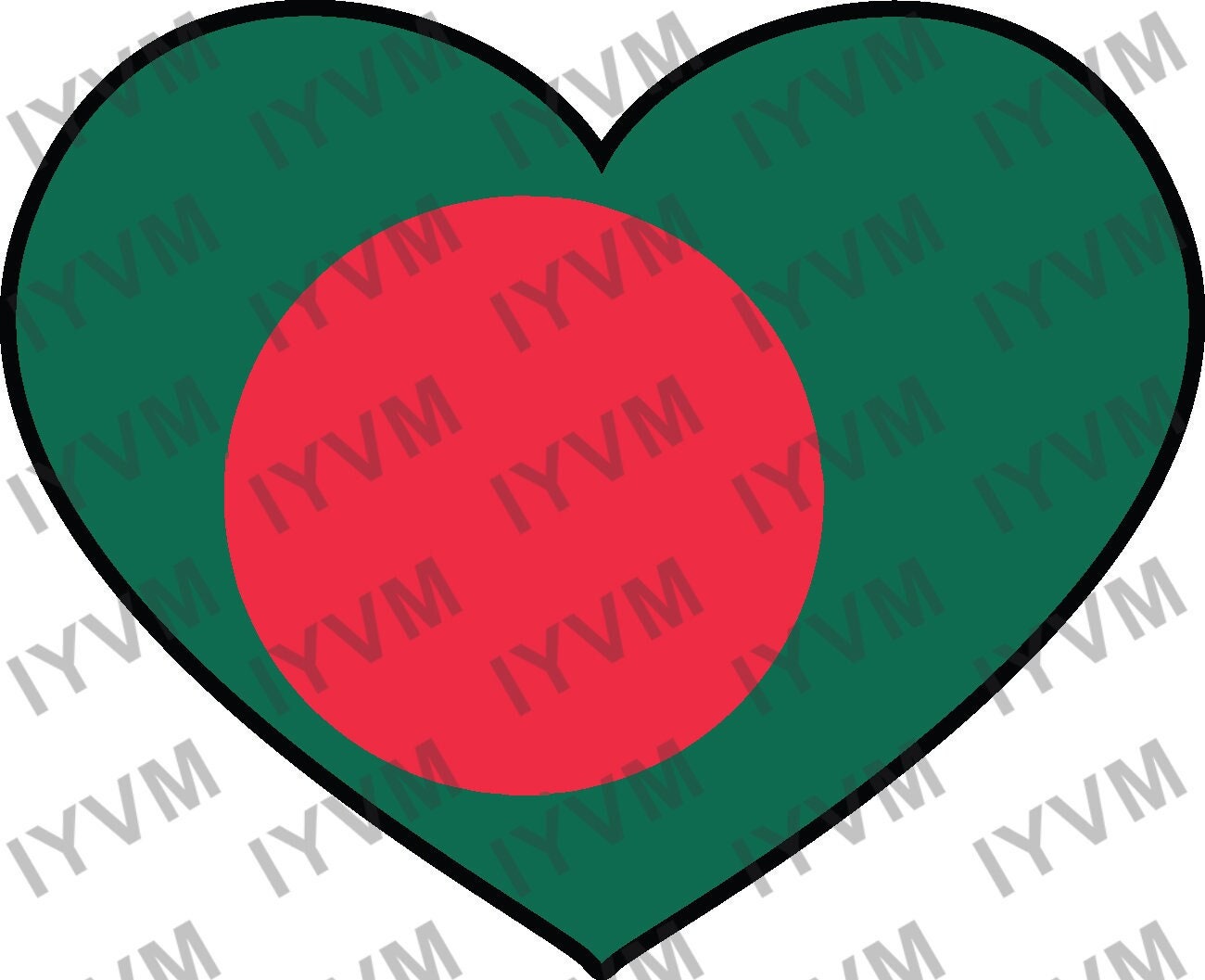 Bangladesh Flag Heart Sticker Decal / Dhaka / Joy Bangla / the People's Republic of Bangladesh Bangladeshi