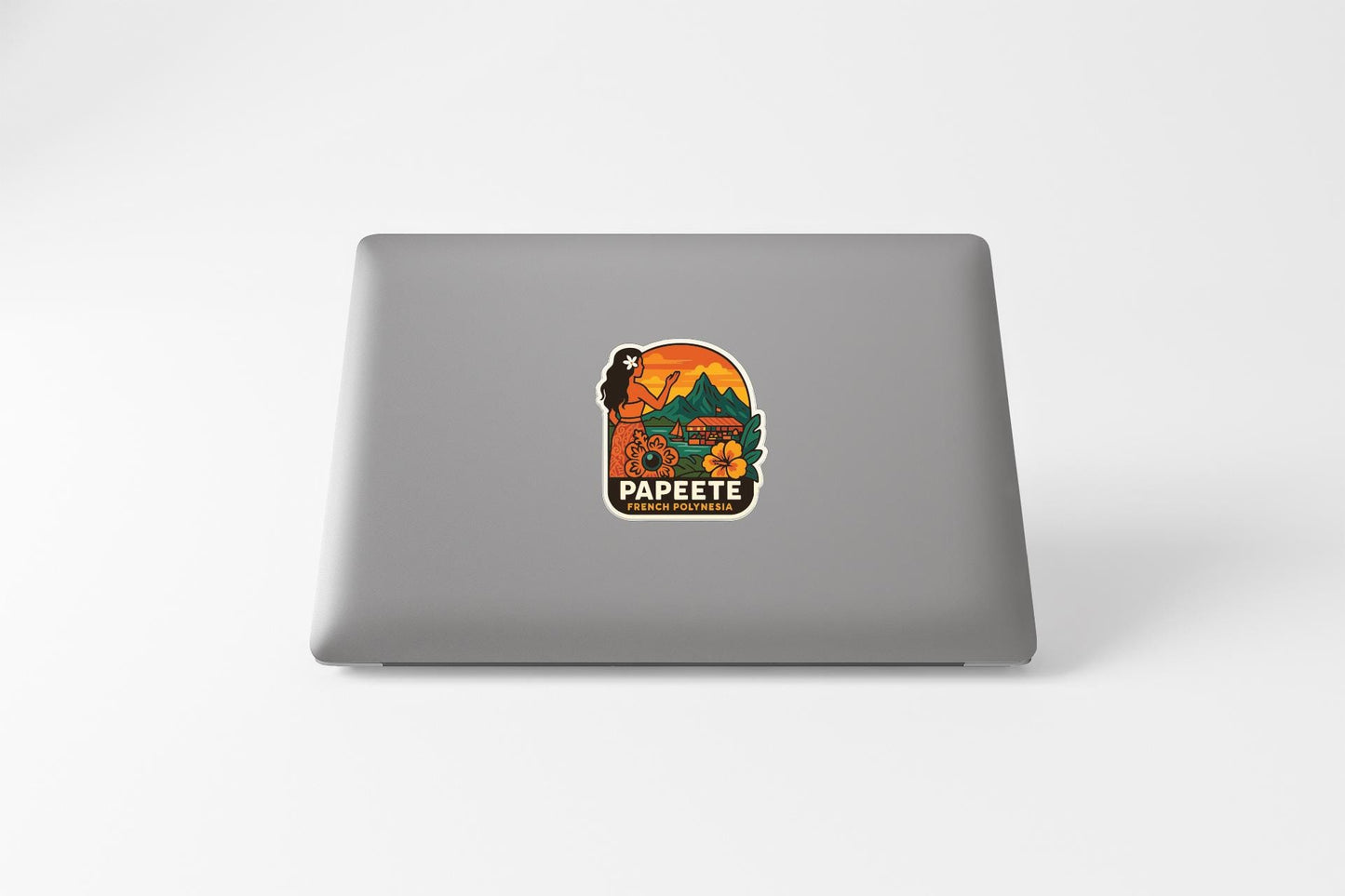 a sticker on the back of a laptop.