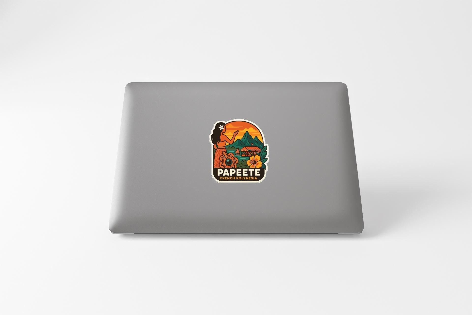 a sticker on the back of a laptop.