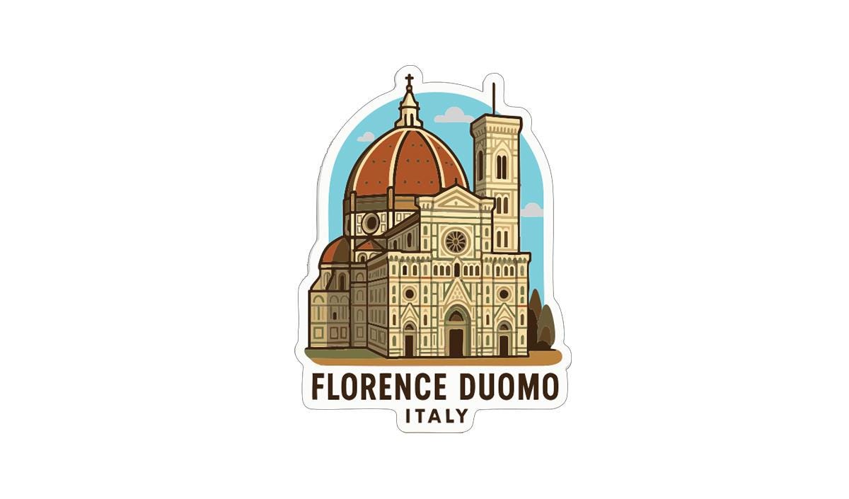 A sticker depicting the Florence Duomo, a famous cathedral in Florence, Italy.