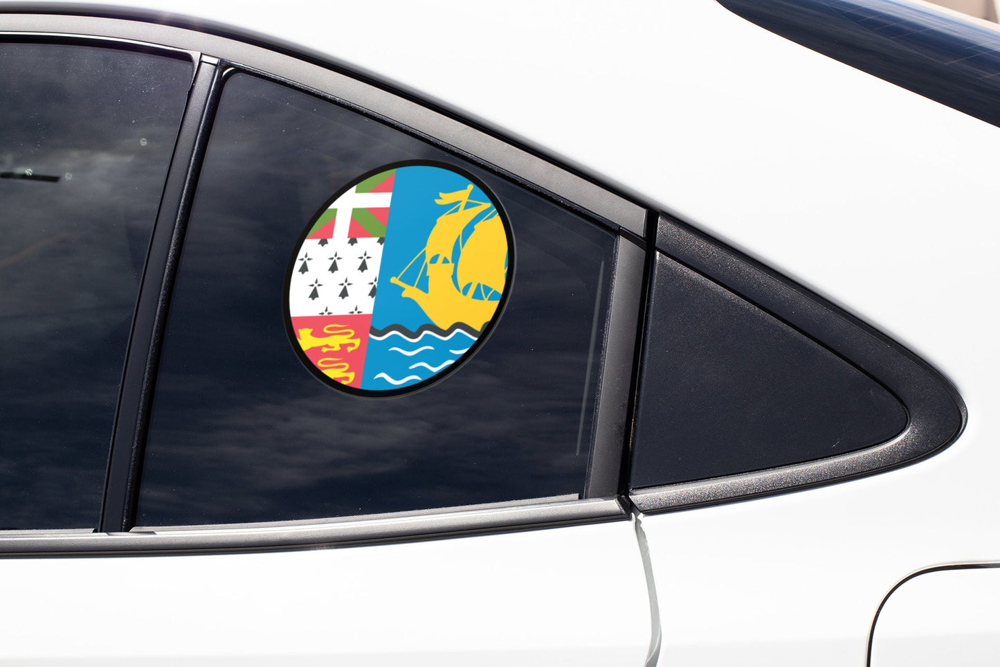 Saint Pierre and Miquelon Flag Circle Sticker Decal