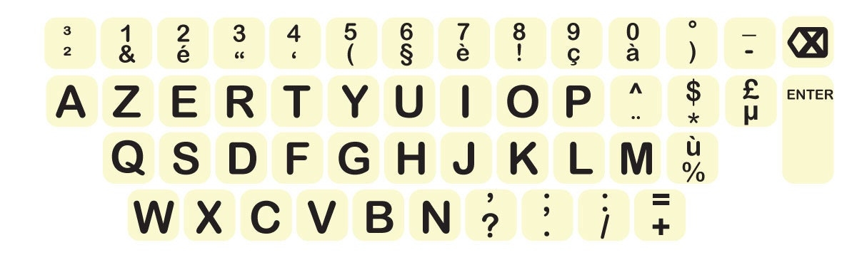 AZERTY BIG Keyboard Key Print Sticker Vinyl Sticker Decal