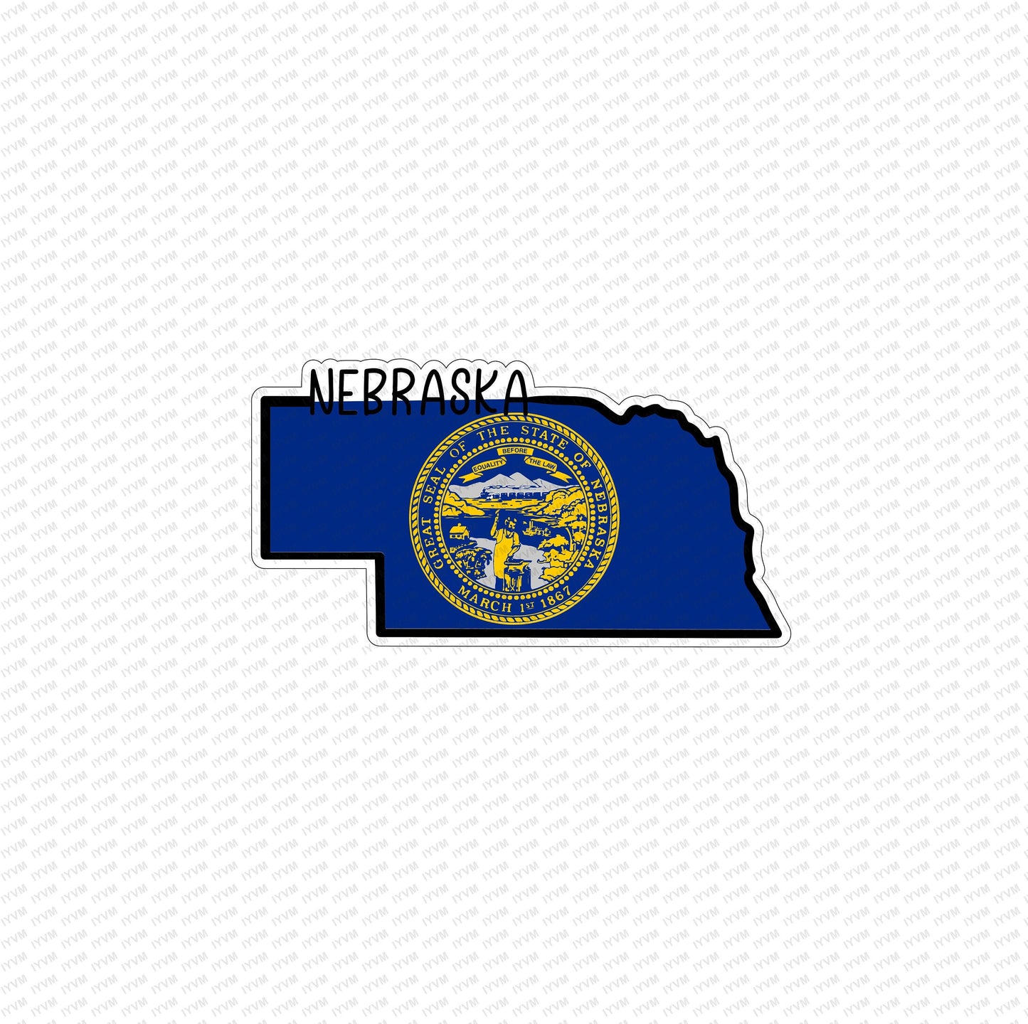 State of Nebraska Map Flag Sticker Decal  USA Nebraska State  Lincoln  The Cornhusker State  Antelope State  Beef State / Bugeating State