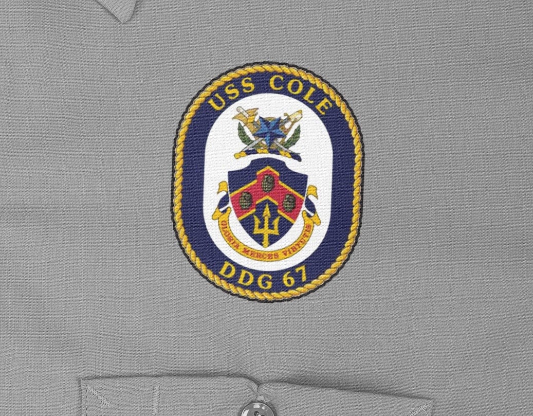 USS Cole DDG-67 Badge Iron On Heat Transfer Vinyl HTV Arleigh Burke Class Destroyer