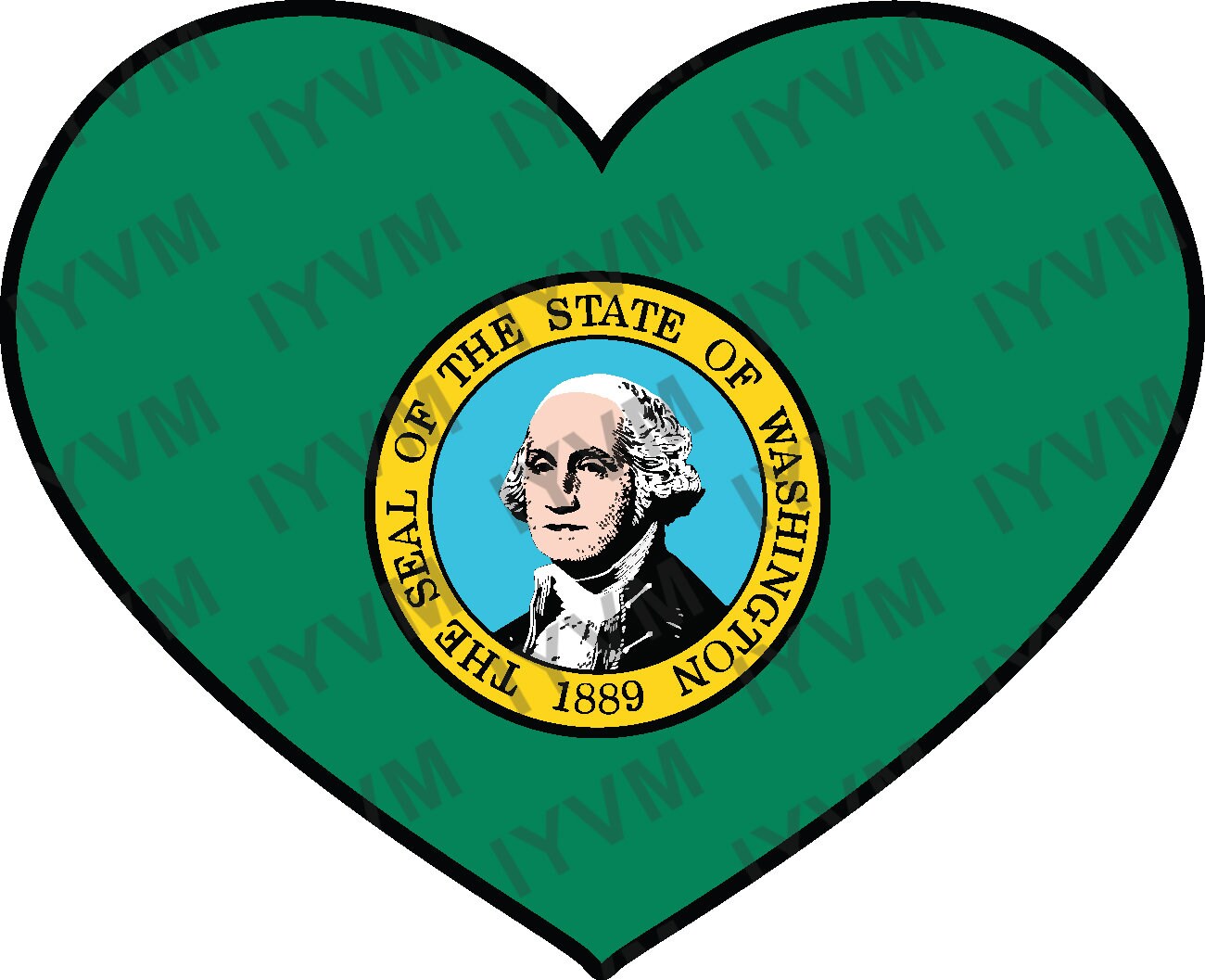 State of Washington Flag Heart Sticker Decal  USA Washington State  Olympia  The Evergreen State